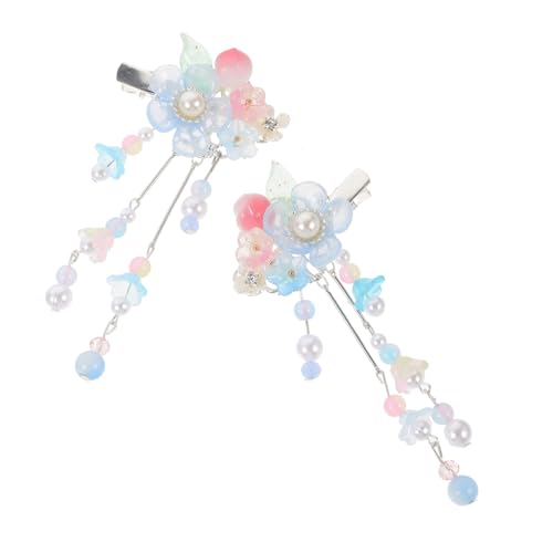 DRESSOOS Chinesische Blumen Haarspangen mit Quaste 1 Paar Damen Haarschmuck im Hanfu Stil für Partys und Alltag Dekorative Haarspangen für Mädchen von DRESSOOS