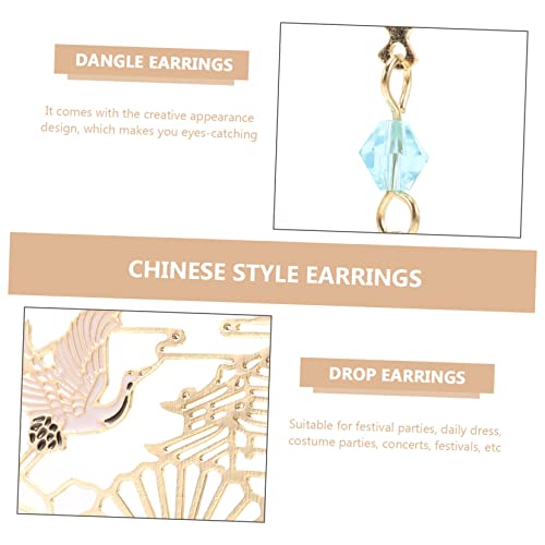 DRESSOOS Chinesische Ohrringe Damen Lange Quasten Ohrhänger Fan Form mit Zirkonia Schmuck für Frauen Ohrdekoration Geschenkidee von DRESSOOS