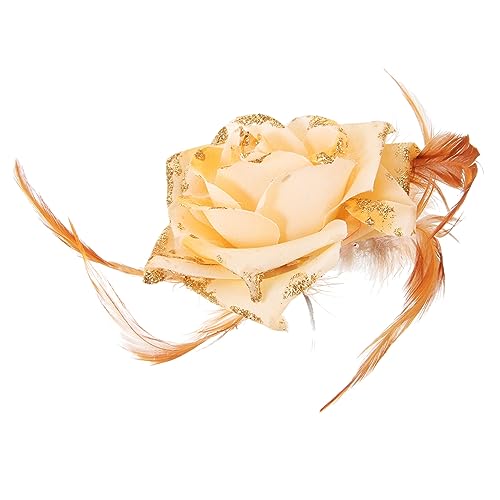 DRESSOOS Corsage Brosche Rose Haar Accessoire Clip (Silber) Floral Corsage Ausgefallenes Kopfstück Für Frauen Kopfstück Braut Haar Accessoire Haar Accessoires Blumen Clips von DRESSOOS
