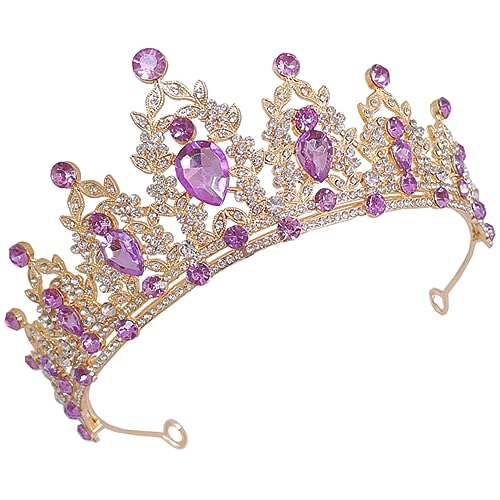 DRESSOOS Exquisites gold-violettes Barock-Kronen-Kopfstück Hochzeits-Stirnband Brautschmuck für Hochzeiten und besondere Anlässe von DRESSOOS