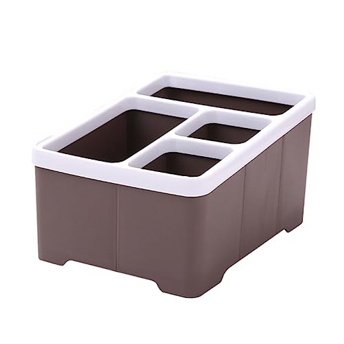 DRESSOOS Desktop Organizer Box Für Kosmetik Und Büromaterial Fächer Material Praktischer Aufbewahrungskorb Kaffee Für Wohnzimmer Badezimmer Und Schreibtisch von DRESSOOS