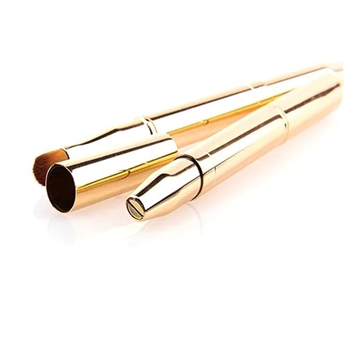 DRESSOOS Doppelseitiger Lippenpinsel Retractable Make-up Pinsel Für Präzise Lippenkontur Und Concealer Tragbar Für Frauen Und Mädchen Gold von DRESSOOS
