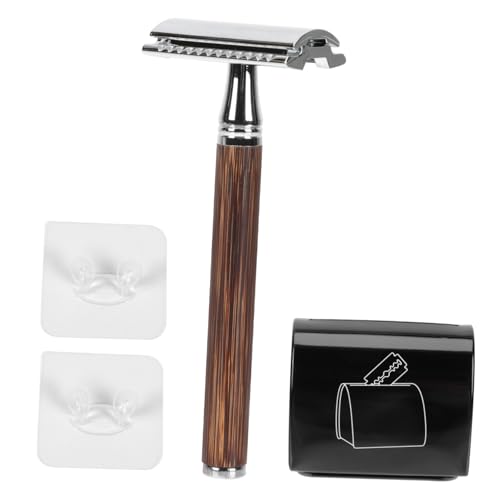 DRESSOOS Doppelseitiges Rasiermesser Vintage-stil Mit Bambusgriff Manuelles Bart-rasier-werkzeug Zur Bartreinigung Für Männer Tragbar Und Einfach Zu Bedienen von DRESSOOS