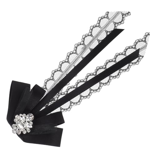 DRESSOOS Elegante Damen Brosche Schleife aus Spitze Großer Schleifenknoten Anstecker für Blusen Hemden Uniformen Vielseitiges Bekleidungszubehör mit Sicherem Pinverschluss für Festliche von DRESSOOS