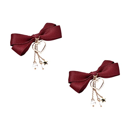 DRESSOOS 2stücke Haarschleifen Haarspangen Für Mädchen Kreative Designs Weinrot Für Geburtstagsfeiern Weihnachten Und Neujahrsfeiern Süßes Accessoire Für Altersgruppen von DRESSOOS