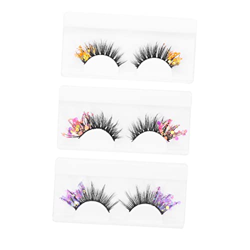 DRESSOOS Falsche Wimpern Set 3 Stile Natürliche Kunstwimpern Glitzer Künstliche Wimpern Für Frauen Halloween Party Make-up von DRESSOOS