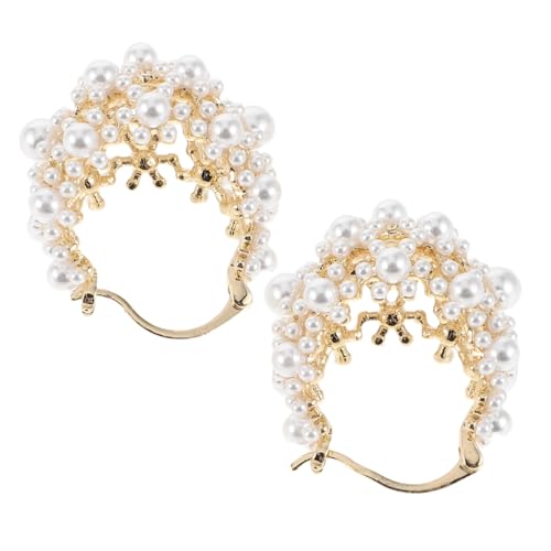 DRESSOOS Französische Geometrische Ohrstecker Leichtem Material mit Hohlem Design und Falschen Perlen Clustern Langlebige Ohrhänger für Damen für Alltag und Besondere Anlässe von DRESSOOS