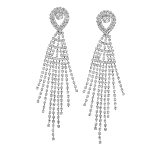 DRESSOOS Funkelnde Lange Quastenohrringe Damen mit Kristallbesatz Leichte Statement Ohrringe für Party und Abschlussball Eleganter Schmuck für Festliche Anlässe und Abendkleider von DRESSOOS