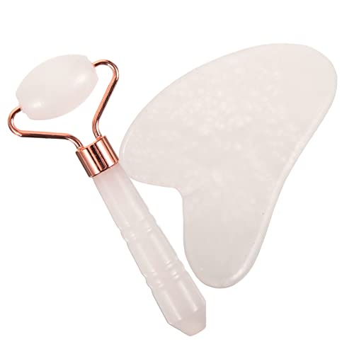 DRESSOOS Gesichtsmassage Roller Aus Rosenquarz Und Jade Natürlicher Gua Sha Gesichtsroller Für Anti-aging Handlicher Massage-stab Für Gesicht Hals Und Rücken Teiliges Für Männer Und von DRESSOOS