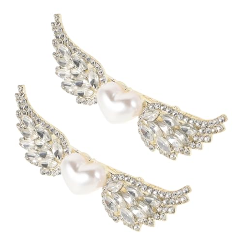 DRESSOOS 2stücke Perlen-haarspangen Mit Kristallen Herz Und Flügel-design Eleganter Haarschmuck Für Braut Damen Und Mädchen Für Hochzeiten Und Besondere Anlässe von DRESSOOS
