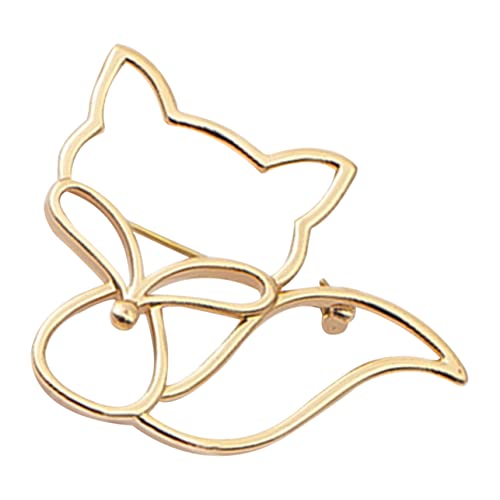 DRESSOOS Goldfarbene Hohl Geformte Fuchsbrosche Metall Anstecknadel für Kleidung Rucksack Jacke Damenbrosche Eleganter Schmuck für Anzug und Schal Stilvolles Accessoire von DRESSOOS