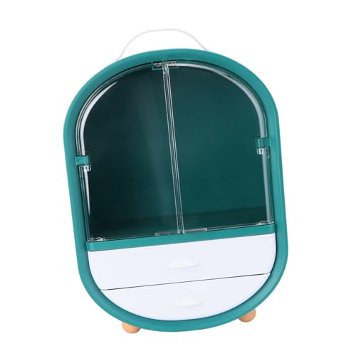 DRESSOOS Kosmetik-aufbewahrungsregal 2-türiger Make-up-organizer Desktop-aufbewahrungsbehälter Stabiles Material Grün von DRESSOOS