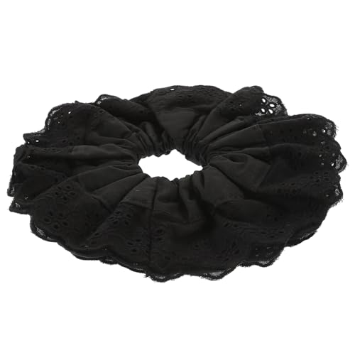 DRESSOOS Haargummis Aus Samt Perlen Zöpfe Bänder Schleife Frauen Haargummi Seide Haarschleifen Für Mädchen Haarklammer Inhaber Seiden-scrunchie Funkeln Dekorative Haargummis Black Stoff von DRESSOOS