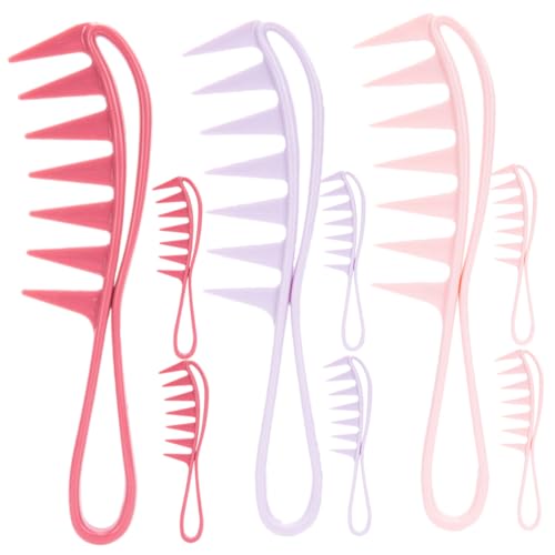 DRESSOOS Haarkamm 9 Stück Kunststoff mit Entwirrungskamm für Lockiges Haar Leicht und Tragbar Stylingkamm für und Männer von DRESSOOS