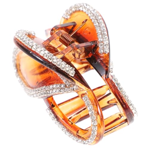 DRESSOOS Haarklammer Braun Strass Haarschmuck Elegante Damen Kieferklammer Kreativer Kopfschmuck Haarklammer Clip von DRESSOOS