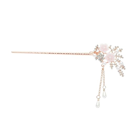 DRESSOOS Blumen Haarschmuck Mit Perlen Und Kristallen Elegante Haarnadel Im Nationalstil Haarstäbchen Mit Quasten Für Damen Und Mädchen Für Hochzeiten Und Besondere Anlässe Weiß von DRESSOOS