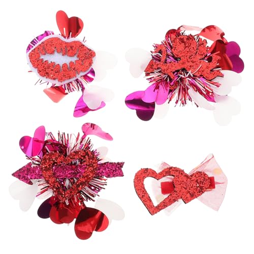 DRESSOOS 4stücke Valentinstag-krokodilklemmen Mit Pailletten Herz Und -design Glitzer-haarspangen Mit Schleife Für Mädchen Und Teens Party-accessoires Und Hochzeits-schmuck von DRESSOOS