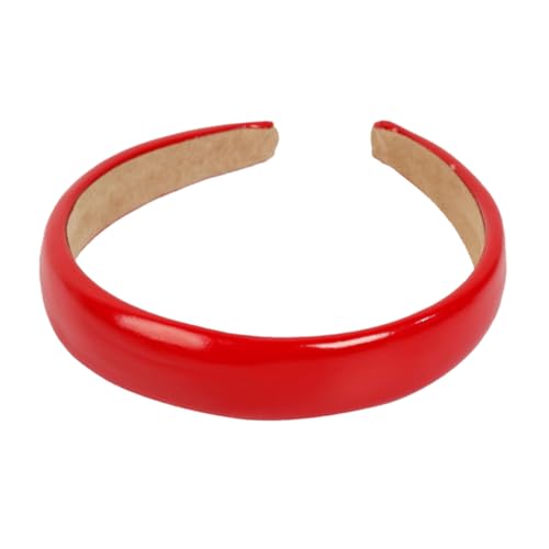 DRESSOOS Rutschfestes Einfarbiges Haarband Aus Pu Leder Für Damen Breites Stirnband in Rot Langlebig Und Bequem Für Partys Cosplay Und Alltag von DRESSOOS