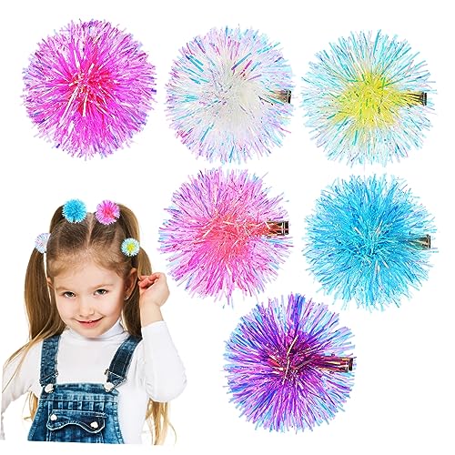 DRESSOOS 6stücke Teiliges Bunte Haarspangen Mit Fuzzy-pompoms Stilvolle Haarschmuck Für Partys Feiertage Und Alltag Leicht Und Tragbar Perfektes Für Frauen von DRESSOOS