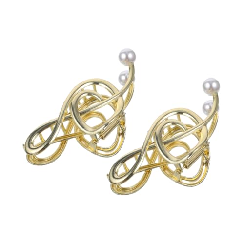 DRESSOOS 2stücke Perlen-haarspangen Für Frauen Elegante Musiknote Haarklammer Goldfarbener Haarclip Für Festlichkeiten Und Alltag Hält Haare Sicher Und Schonend von DRESSOOS