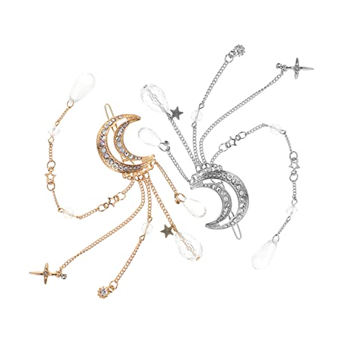 DRESSOOS 2stücke Mädchen Haarschmuck Mit Quaste Und Strass-haarspangen Dangle-haarclips Für Hochzeiten Und Besondere Anlässe Gold Und Silber von DRESSOOS