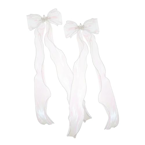 DRESSOOS Haarspangen Mit Schleifen 2 Stück Weiße Haarschleifen-clips Aus Spitze Vintage-stil Modisches Haar-accessoire Für Frauen von DRESSOOS