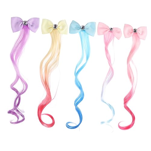 DRESSOOS Haarverlängerungen Für Mädchen Zöpfe 5 Stück Haarschleifen-clip-extensions Für Mädchen Clip-on-perücke Pferdeschwanz von DRESSOOS