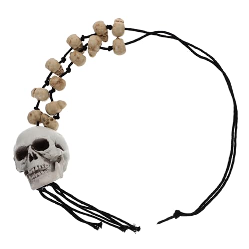 DRESSOOS Halloween Halskette mit Schädel Anhänger Retro Resin Knochen Design Ausgefallenes Schmuckstück für Kostümparty Alltag Tanz und Maskenball Auffälliges Halloween Skelett Accessoire von DRESSOOS