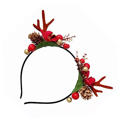 DRESSOOS Haarreifen Rentiergeweih Kostüm Halloweenkostüm Weihnachtskostüm Kopfschmuck Reh Rentier-blumen-stirnband Weihnachtsfoto-requisite Weihnachtsdekoration Weihnachtsblume Weihnachten von DRESSOOS