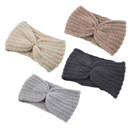 DRESSOOS 4stücke Handgefertigtes Stirnband Aus Wolle Teiliges Ohrenschutz Für Damen Mittelgrau Und Atmungsaktiv Und Warm Für Kaltes Wetter von DRESSOOS