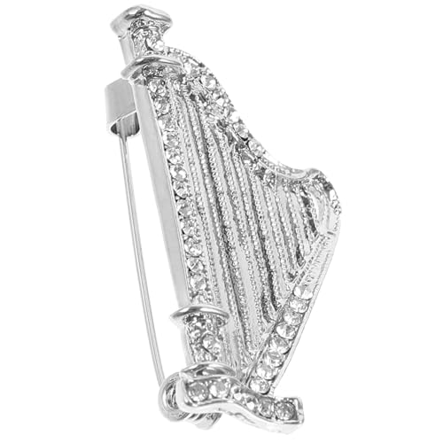 DRESSOOS Harfen Brosche aus Legierung mit Strass Vintage Musik Instrument Anstecknadel für Damen und Herren Reversnadel für Anzug Vielseitiger Schmuck für Party und Alltag von DRESSOOS