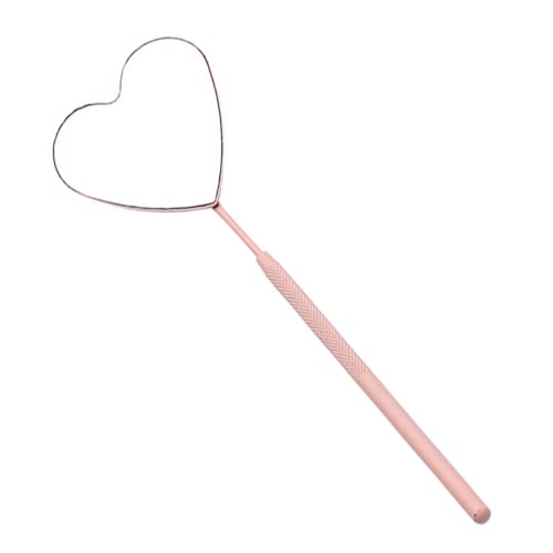 DRESSOOS Herzförmiger Edelstahl Wimpernverlängerungsspiegel Großer Kosmetikspiegel Für Wimpern-grafting Perfektes Werkzeug Für Zuhause Und Salons Rutschfester Griff Für Einfache von DRESSOOS