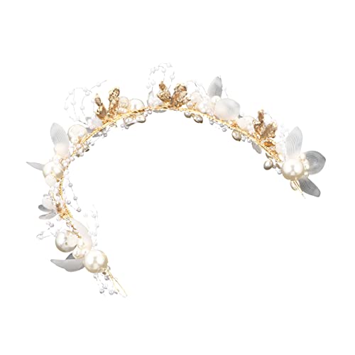 DRESSOOS Braut Haarschmuck Krone Mit Perlen Und Goldenen Blättern Für Hochzeiten Partys Und Besondere Anlässe Verleiht Ihrem Look Einen Hauch Von Und Stil von DRESSOOS