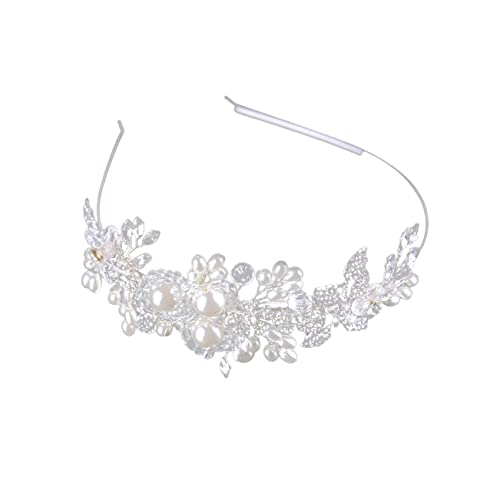 DRESSOOS Hochzeits-haarreif Aus Kristall Und Perlen Handgemacht Eleganter Kopfschmuck Für Bräute Brautjungfern Und Besondere Anlässe Für Hochzeiten Partys Und Feiern Weiß von DRESSOOS