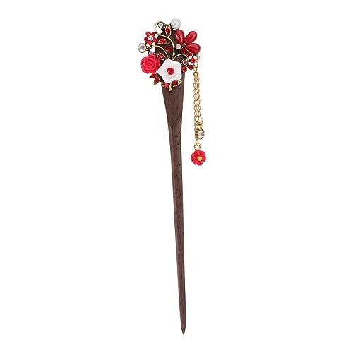 DRESSOOS Holz Vintage Haarstab Retro Traditioneller Haarstab Damen Blumen Haarnadel Rote Farbe Glatt Runde Spitze Leichtgewichtig Für Haarstyling DRESSOOS Holz Vintage Haarstab Retro Traditioneller Haarstab Damen Blumen Haarnadel Rote Farbe Glatt Runde Spitze Leichtgewichtig Für Haarstyling von DRESSOOS