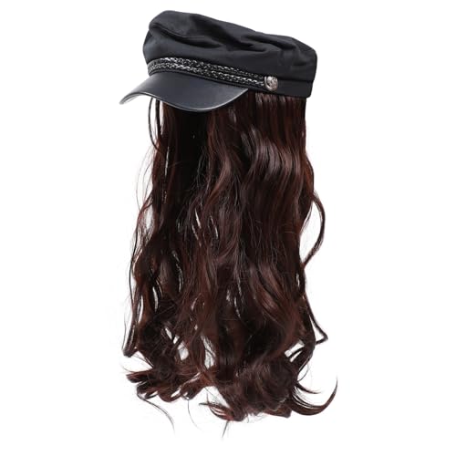 DRESSOOS Lockige Hutperücke Gewellte Haarverlängerung Hut Echtes Menschliches Haar Stilvoll Für Frauen von DRESSOOS