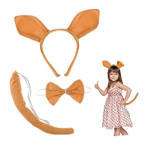 DRESSOOS Känguru Kostümset Tierische Kopfbedeckung Mit Ohren Und Fliege üsch Tierverkleidung Für Und Erwachsene Perfekt Für Kostümpartys Und Karneval von DRESSOOS