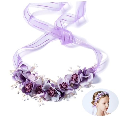 DRESSOOS Kopfschmuck für Kinder Blumenkranz für Kinder Blumenkranz für besondere Events Tiara Kopfschmuck für Blumenmädchen Mädchen Hochzeit Haarschmuck angepasst Kopfbedeckung Produkt von DRESSOOS