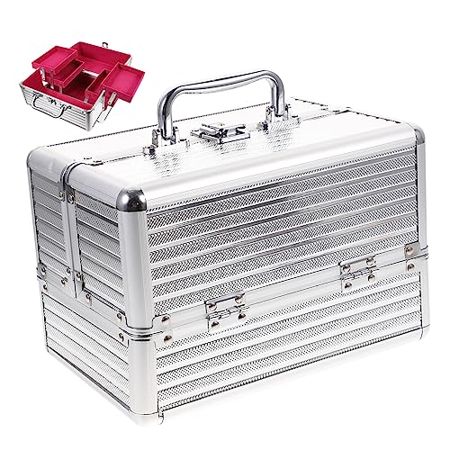 DRESSOOS Kosmetikkoffer Aluminium Reisegröße Inklusive Spiegel Make-up-aufbewahrungs-Organizer DRESSOOS Kosmetikkoffer Aluminium Reisegröße Inklusive Spiegel Make-up-aufbewahrungs-Organizer von DRESSOOS