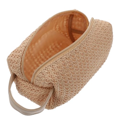 DRESSOOS Kosmetiktasche Armbandgeldbörse für die Dame Damen + Geldbörsen Damen Kulturbeutel Handkarten für Frauen Makeup Tasche Kosmetik Tasche Wäschesack PP Strohhandtasche PP Gras Khaki von DRESSOOS