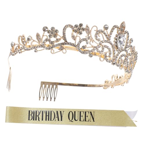 DRESSOOS Krone Mit Schärpe Für Geburtstagsfeiern Glitzer Und Schulterband Für Unvergessliche Partymomente Für Fotos Und Feierlichkeiten von DRESSOOS