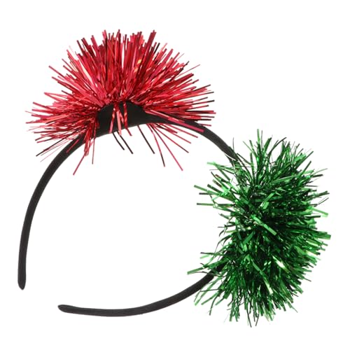 DRESSOOS Lametta Folien Haarreif Glitzer Stirnband Junge Mädchen Weihnachts Stirnband Kleines Pompom Haarreif von DRESSOOS