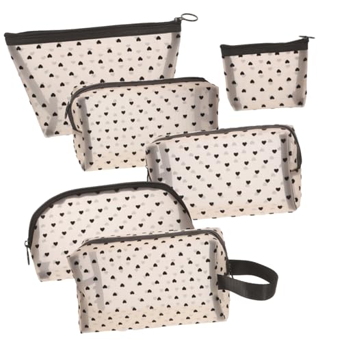 DRESSOOS Leichtes Reise-Make-up-Taschen-Set – Kosmetiktasche Mit Reißverschluss – Tragbar Für Damen – Herzförmiges Design von DRESSOOS
