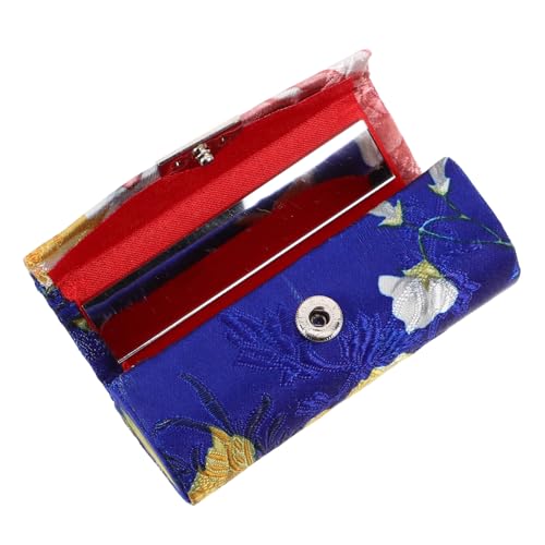DRESSOOS Lippenstiftetui Mit Blumenmuster Und Spiegel Tragbare Kosmetiktasche Für Damen Kleiner Make up Halter Aus Seide Kompakt Und Leicht Für Reisen Und Unterwegs von DRESSOOS