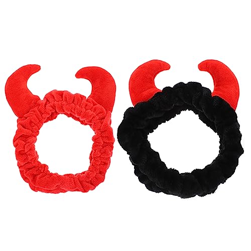DRESSOOS 2stücke Kosmetisches Stirnband Mode Elastische Make-up Haarbänder Für Dusche Gesicht Waschen Mit Horn-muster Für Schweißabsorption Und Haarbefestigung von DRESSOOS