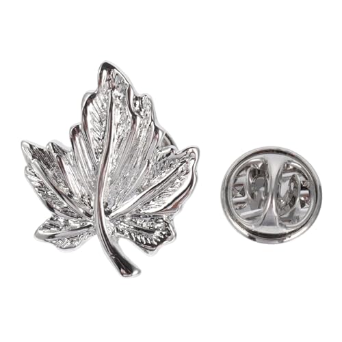 DRESSOOS Maple Leaf Brosche aus Metall Silberfarbene Anstecknadel für Kleidung Vielseitige Dekorative Mode Corsage Glatte Oberfläche für Pullover Röcke und Jacken von DRESSOOS