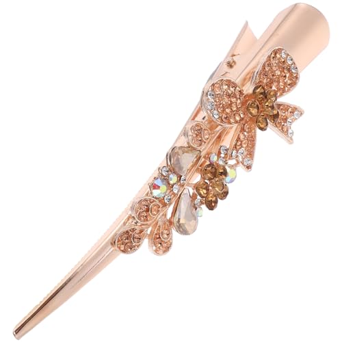 DRESSOOS Metal Haarspange Mit Schleifen-design Und Strassverzierung Eleganter Haarschmuck Für Frauen Und Mädchen Für Partys Und Alltag Champagnerfarbe von DRESSOOS