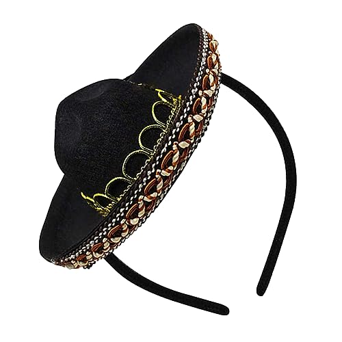 DRESSOOS Mexiko Kopfbedeckung fasching haarreif faschingshaareif Mini Hut Haarreifen Mini-Haarreifen cinco de mayo partydekorationen kopfschmuck Mexiko Haarbänder Mexiko Haarband Black von DRESSOOS