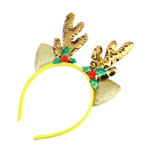 DRESSOOS Elch-haarband Weihnachts-stirnband Pailletten Geweih-ohr-kopfbedeckung Für Frauen Männer Jungen Und Mädchen Weihnachts-haarreif Dekorativ Für Partys von DRESSOOS