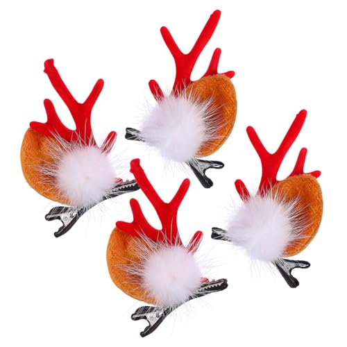 DRESSOOS Niedliches Rentier-geweih-haarspangen-set Weihnachts-haarnadel 2 Paar Pelzige Haarnadel Für Frauen Und Mädchen von DRESSOOS